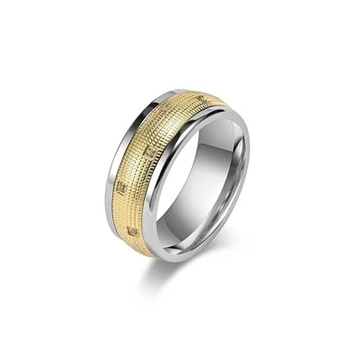 Anello in carburo placcato oro Anelli per coppia di fedi nuziali bicolore