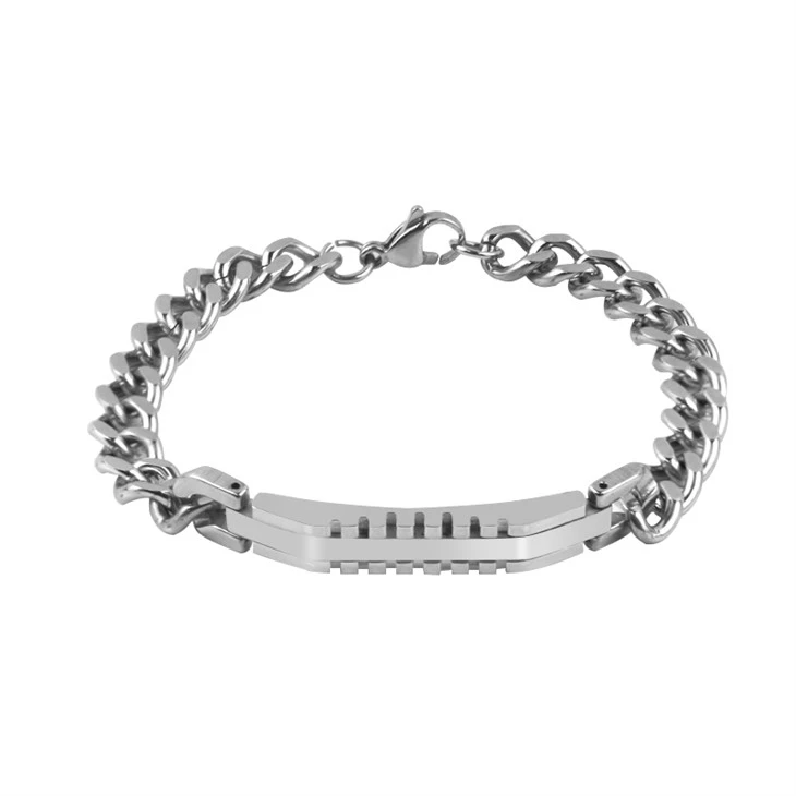 Industrial ID Bar Cuban Chain Bracelet Industrial ID Bar Cuban Chain Bracelet