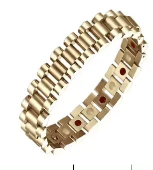 Mens Gold Silver Stainless Steel Magnetic Bracelet