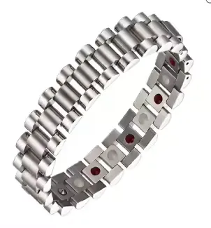 Mens Gold Silver Stainless Steel Magnetic Bracelet