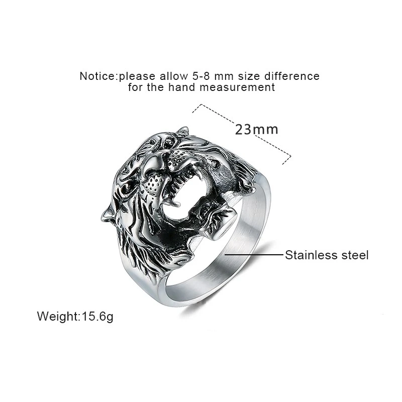 Fierce Tiger Head Warrior Ring size detail Fierce Tiger Head Warrior Ring size detail
